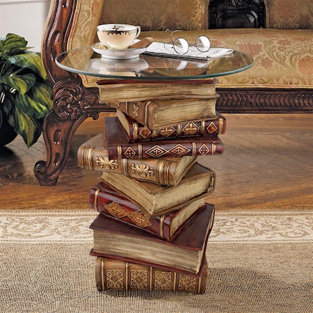 Power Of Books Sculptural Glass-Topped Side Table